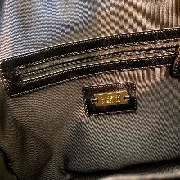 Badgley Mischka Vintage Black Leather Gold Accent Bag - Picture 9 of 13